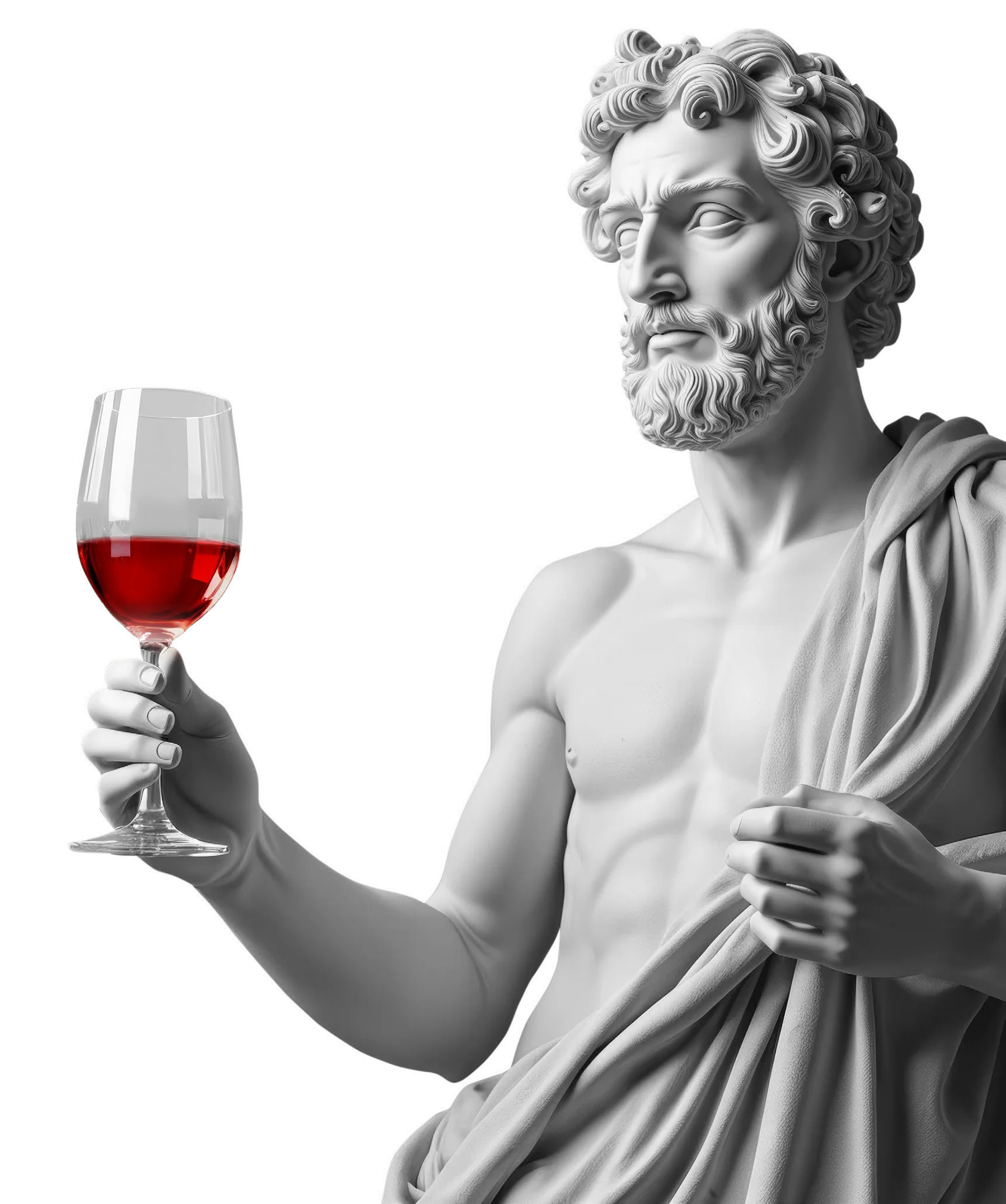 Statua classica che regge un calice di vino rosso, immagine di copertina della Bivongi Academy