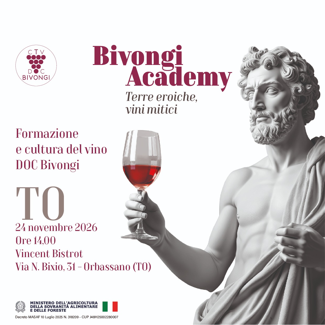Bivongi Academy a Torino, 24 novembre 2026