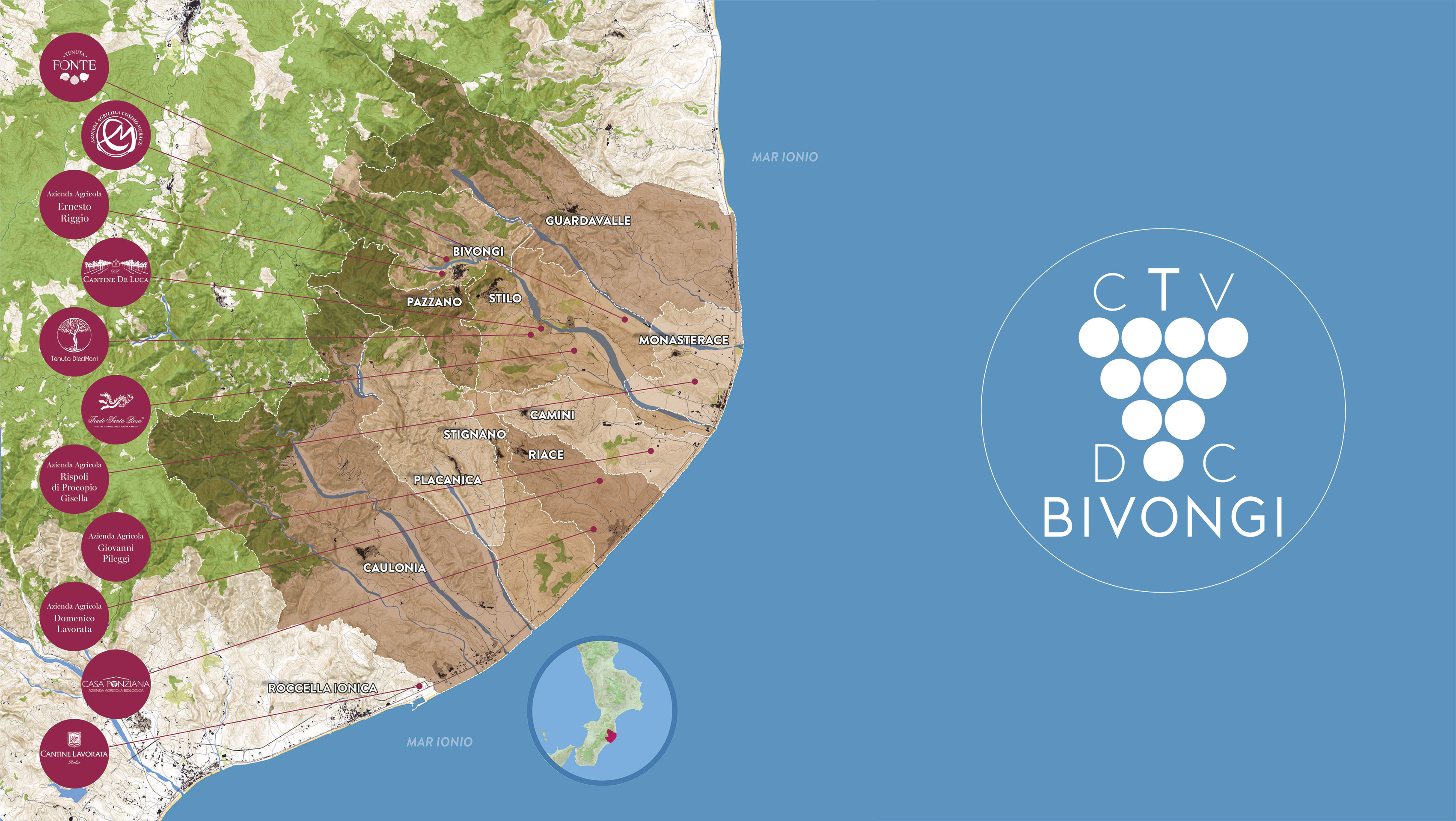 Map of Bivongi DOC member wineries